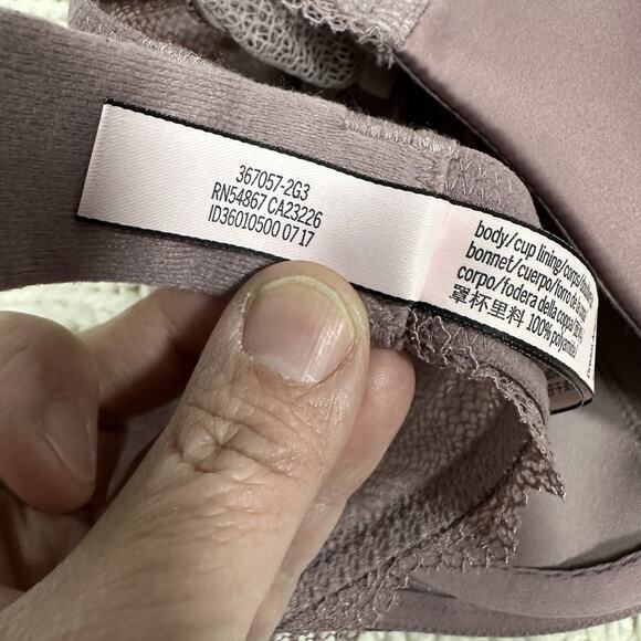 Victoria’s Secret Dream Angels Halter Lace Plunge Bra 34B Satin Mauve - Picture 4 of 6